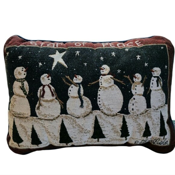 Vintage 90s Riverdale Christmas Holiday Snowman Throw Pillow - Picture 1 of 5